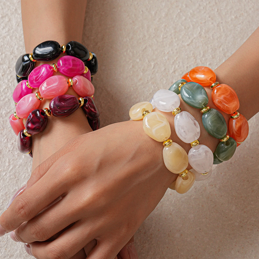 Acrylic Irregular Oval Bracelet — Modern & Playful
