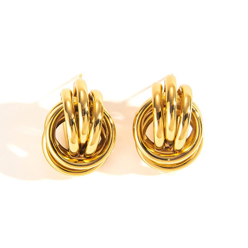 Three‑Ring Earrings — Layered Modern Style