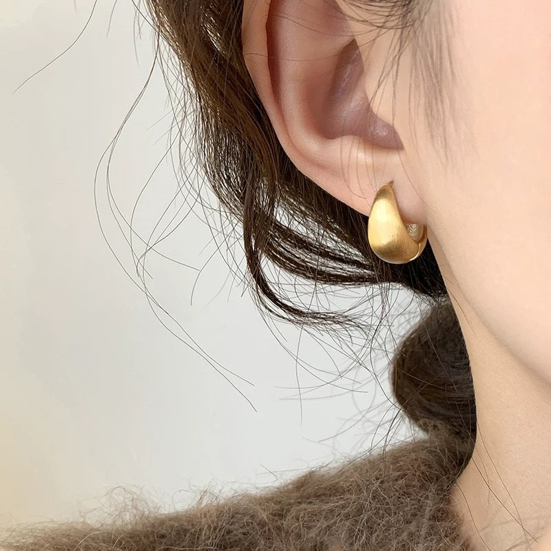 Gold Matte Water Drop Earrings — Elegant Statement