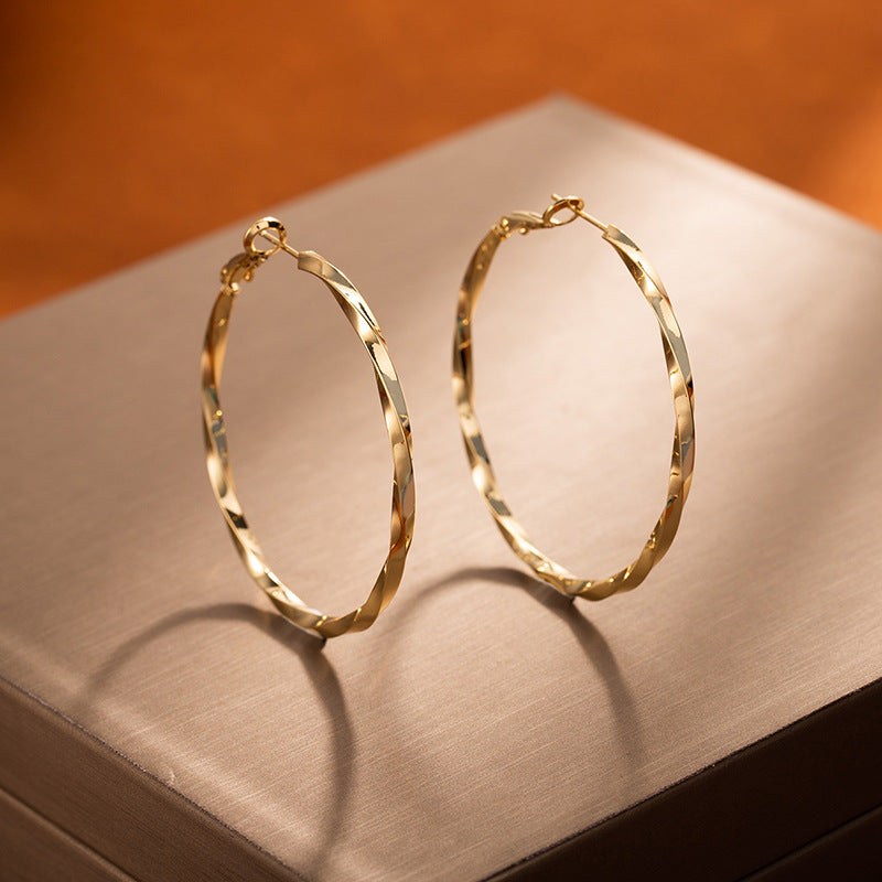 Gold Twisted Circle Earrings - Everyday Essential