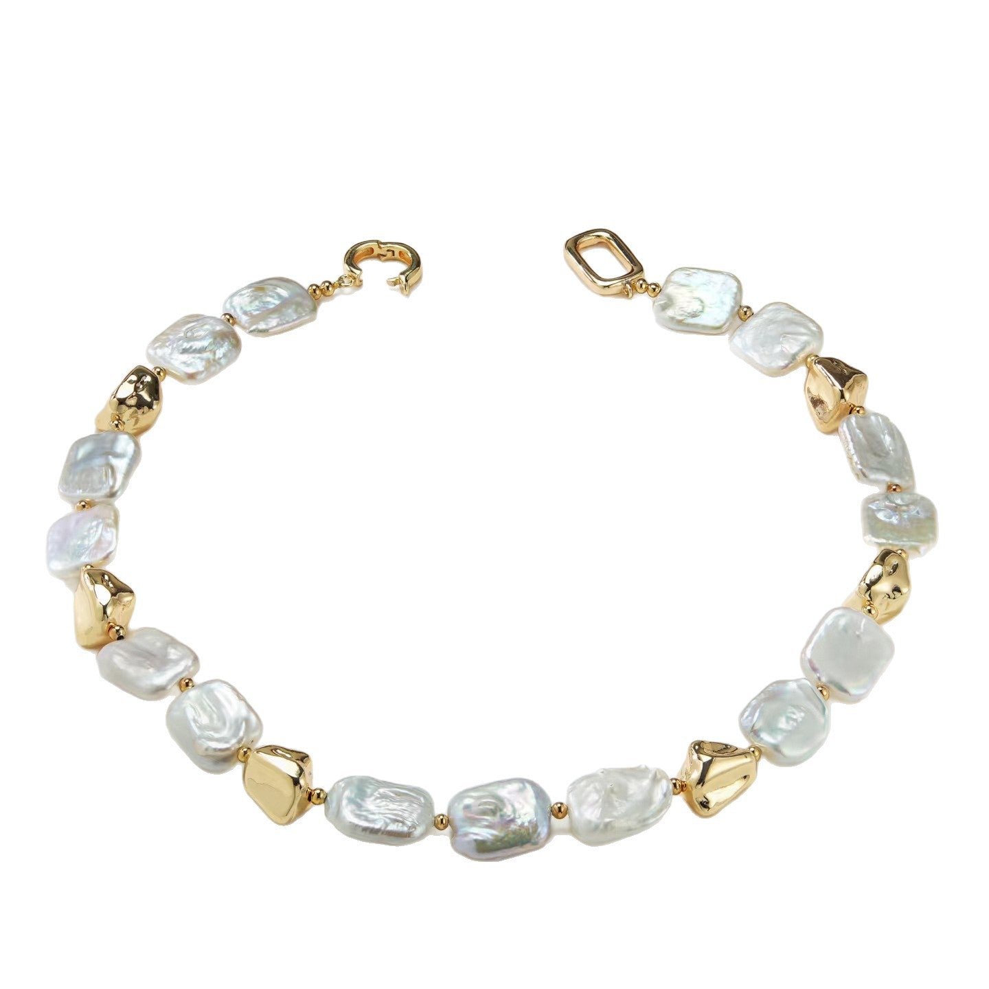 Natural Pearl Necklace Plated with Real Gold — Timeless Elegance