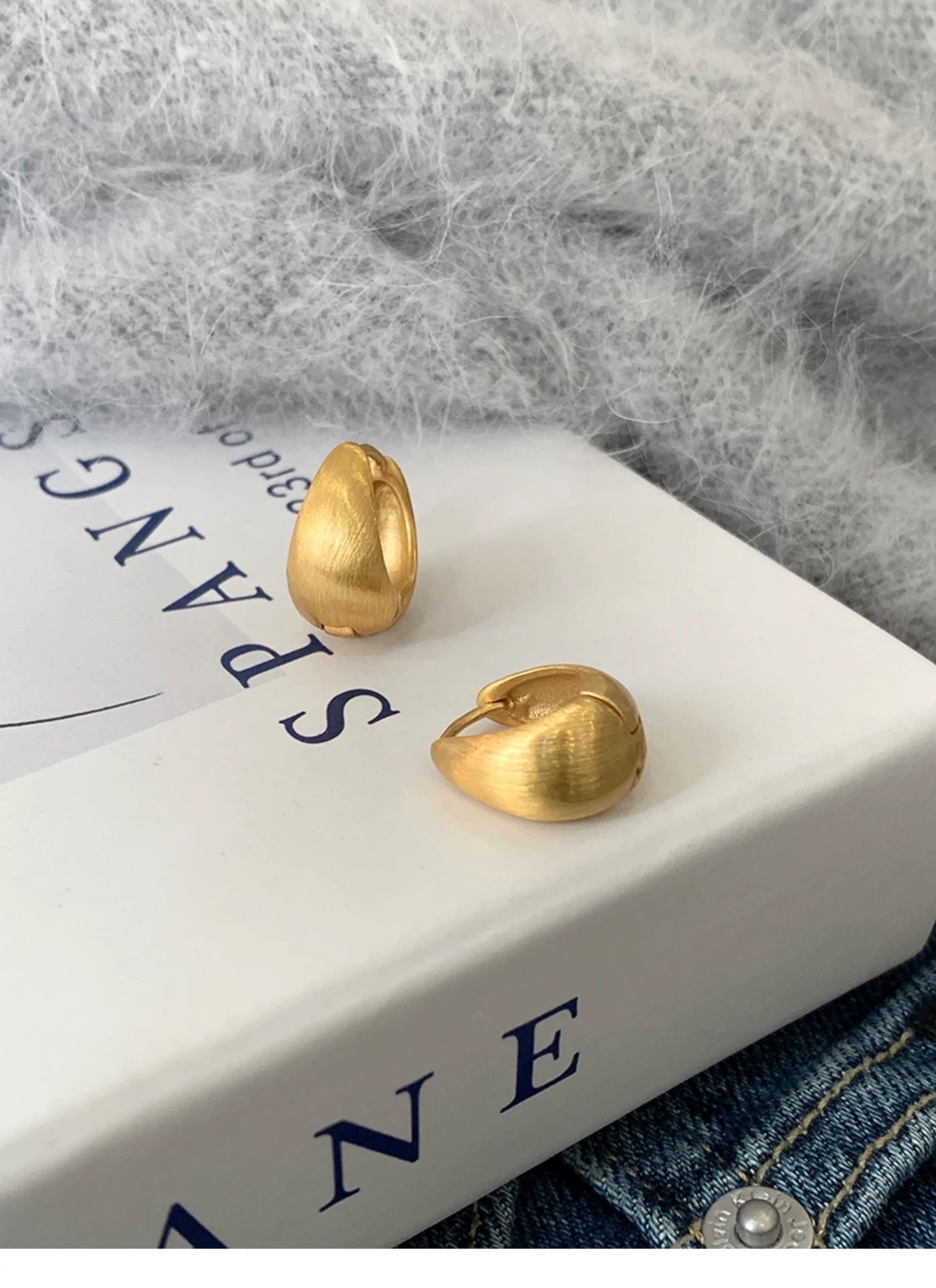Gold Matte Water Drop Earrings — Elegant Statement