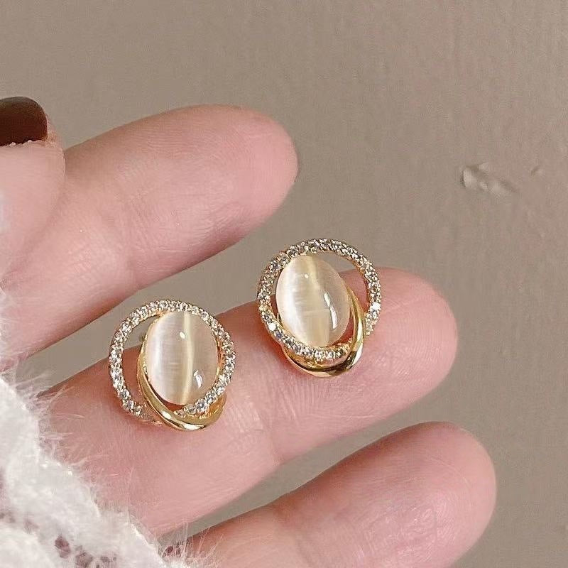 Cat’s Eye Micro Diamond Earrings — Delicate Sparkle