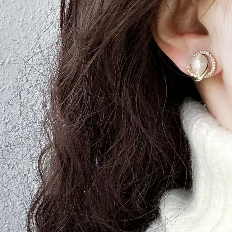 Cat’s Eye Micro Diamond Earrings — Delicate Sparkle