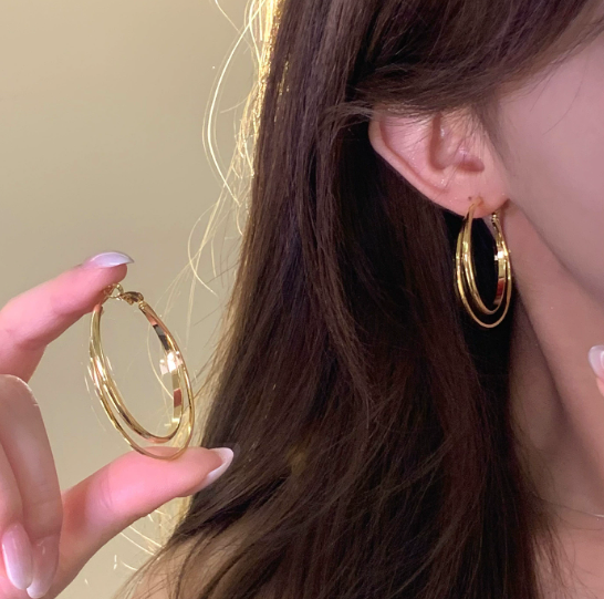 Gold Double Hoop Earrings — Everyday Classic
