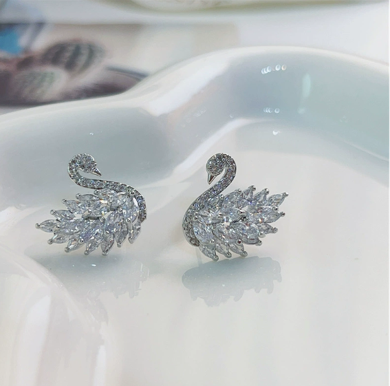 White Swan Earrings - Bold & Polished
