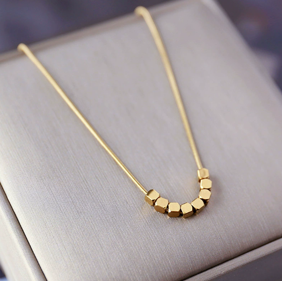 Eight Square Gold Necklace — Modern Geometric Style