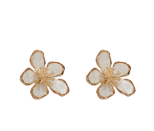 Golden Trumpet Flower Earrings — Feminine & Elegant  Description:
