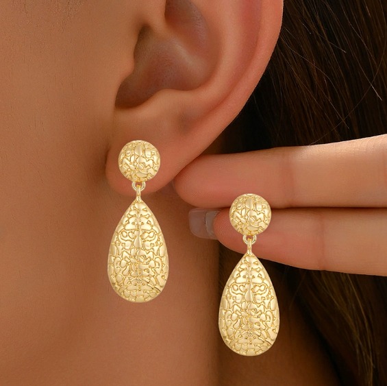 Pattern Water Drop Earrings — Elegant Everyday Style