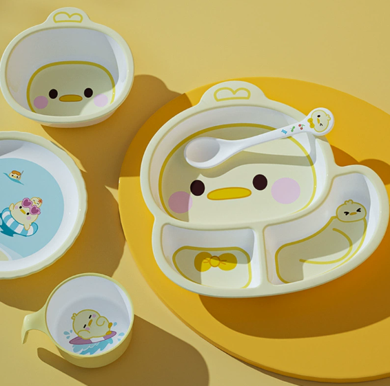 Yellow Duck Four-Piece Melamine Set