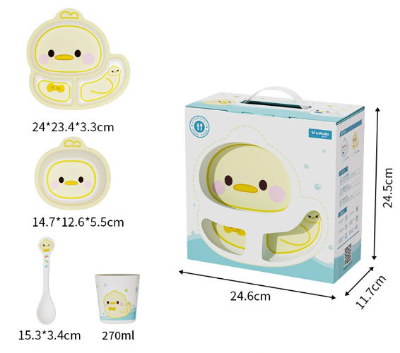 Yellow Duck Four-Piece Melamine Set