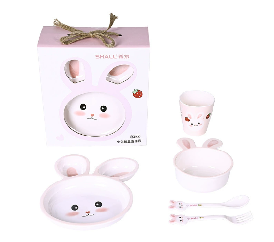 Hill Bunny Melamine Four-Piece Set — Cute Kids Gift